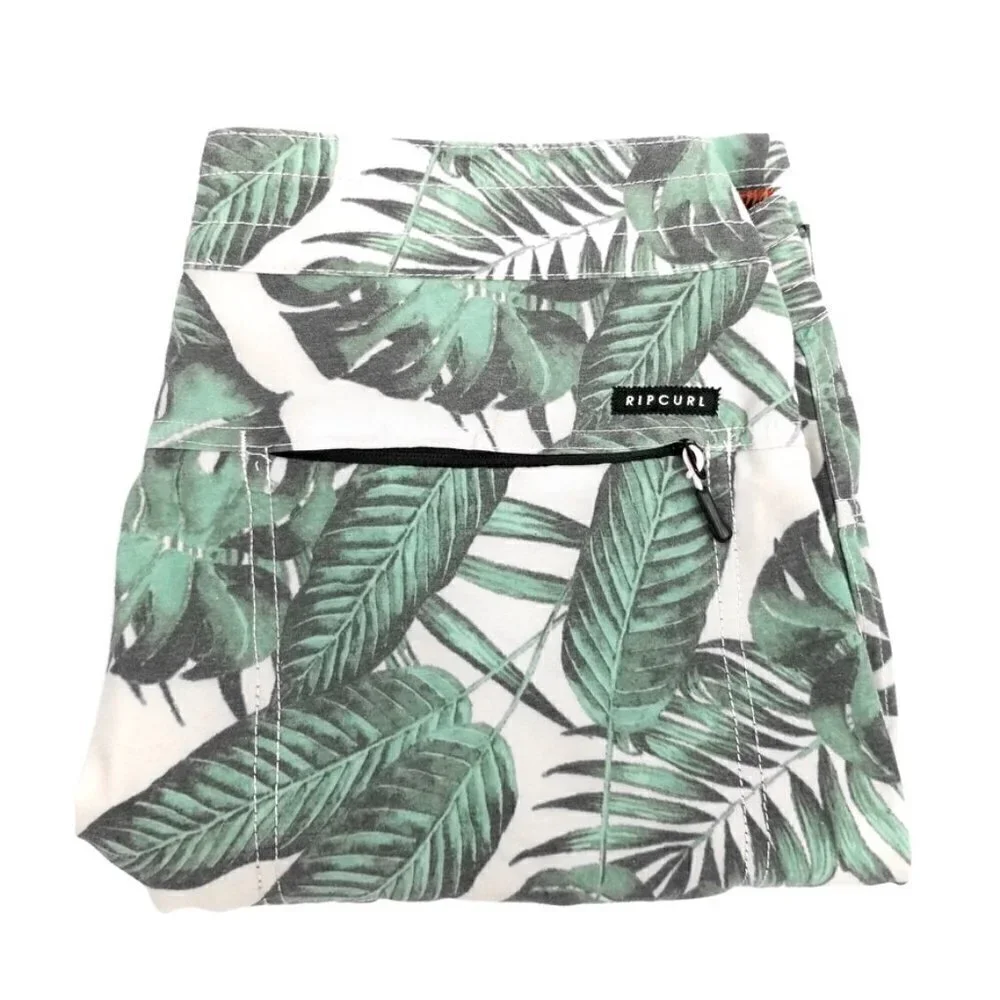 Rip Curl Floral Stassi Pink Green Board Shorts Swim Trunks Men 31 90s Palm Print